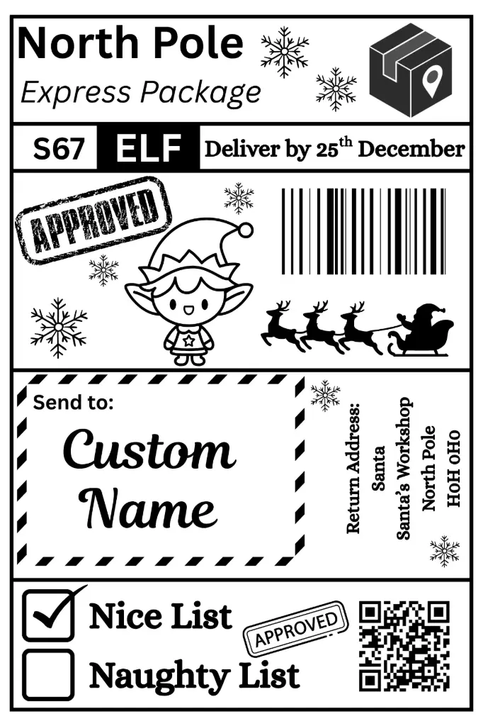 Custom Elf Shipping Label