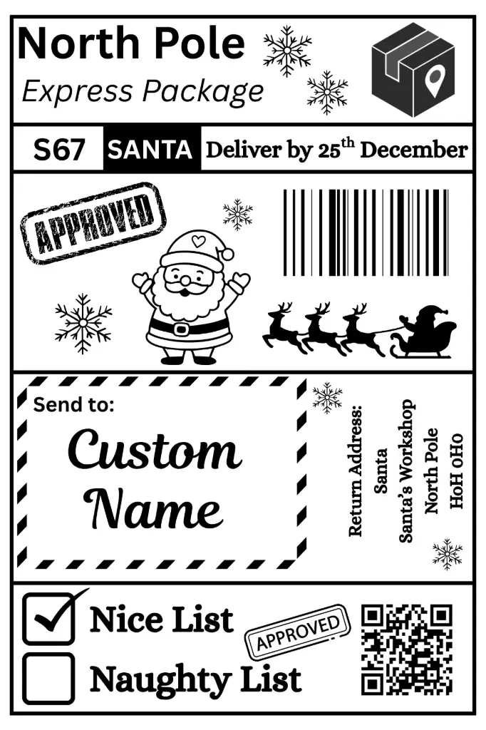Custom Santa Shipping Label